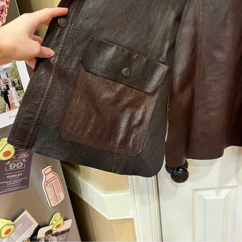 Vintage Brown Suede 100% Genuine Leather Jacket Made in Spain Women's Large - Picture 7 of 13